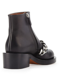 Givenchy Chain Strap Leather Bootie Black