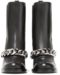 Givenchy Chain Trimmed Leather Ankle Boots Black
