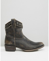 Frye Diana Cut Stud Short Western Leather Ankle Boots