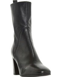 Dune Black Pattison Stretch Leather Ankle Boots