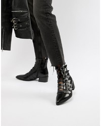 Eeight E8 By Miista Tuva Black Leather Multi Flat Boots