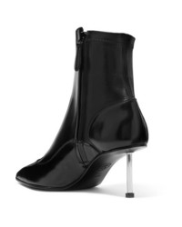 Alexander McQueen Embellished Glossed Leather Ankle Boots