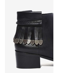 Wilma Factory Grey City Leather Fringe Bootie