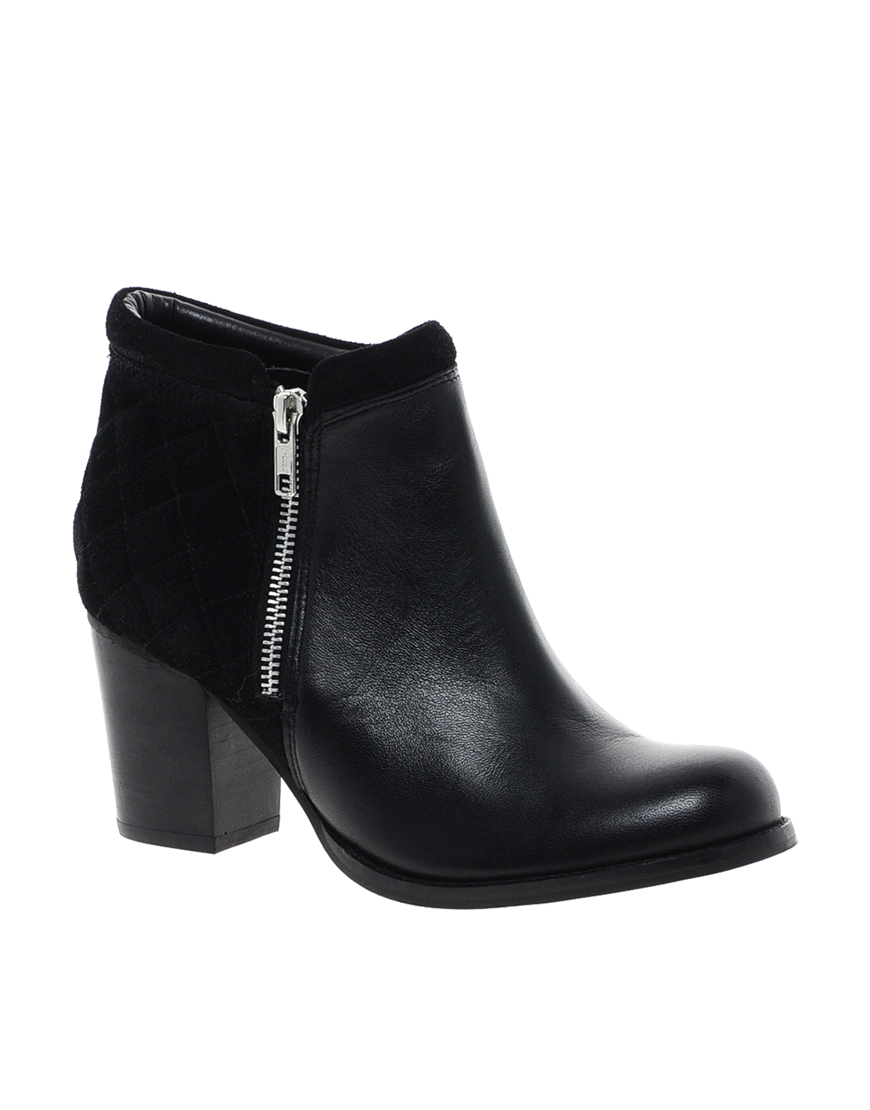 Faith Silverton Black Leather Heeled Ankle Boots, $58 | Asos | Lookastic