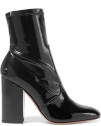 Valentino Faux Patent Leather Ankle Boots Black