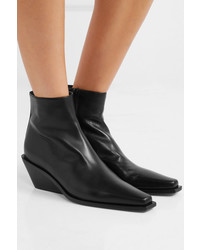 Ann Demeulemeester Glossed Leather Ankle Boots