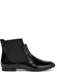 Tod's Glossed Leather Ankle Boots Black