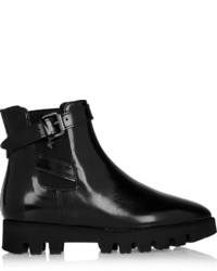 Karl Lagerfeld Glossed Leather Ankle Boots