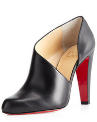 Christian Louboutin Half Dorsay Leather Red Sole Bootie Black