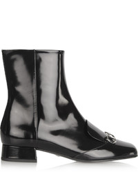Gucci Horsebit Detailed Patent Leather Ankle Boots