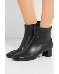Bottega Veneta Intrecciato Leather Ankle Boots Black