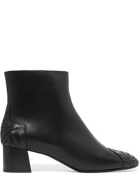 Bottega Veneta Intrecciato Leather Ankle Boots Black