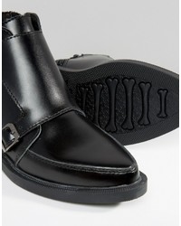 T.U.K. Jam Strap Leather Flat Ankle Boots