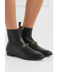 Gucci Jordaan Horsebit Detailed Leather Ankle Boots