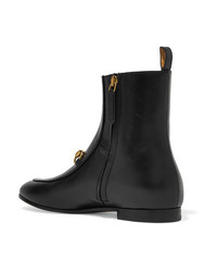 Gucci Jordaan Horsebit Detailed Leather Ankle Boots