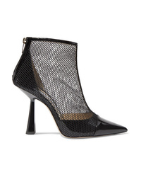 Jimmy Choo Kix 100 Fishnet And Patent Leather Ankle Boots