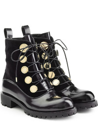 Alexander McQueen Leather And Velvet Ankle Boots