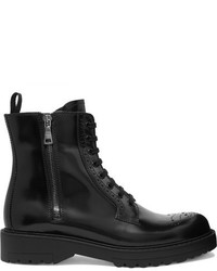 Prada Leather Ankle Boots Black
