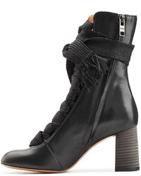 Chloé Leather Ankle Boots With Braided Ties