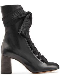 Chloé Leather Ankle Boots With Braided Ties