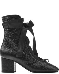 Valentino Leather Ankle Boots With Grosgrain Ribbon
