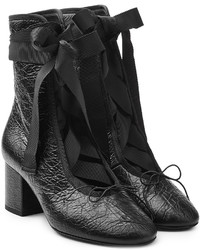 Valentino Leather Ankle Boots With Grosgrain Ribbon