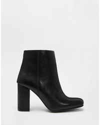 Boohoo Leather Block Heeled Ankle Boots