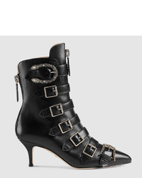 Gucci Leather Buckle Ankle Boot