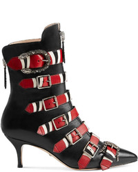 Gucci Leather Buckle Ankle Boot