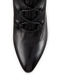 Valentino Leather Lace Up 70mm Bootie Nero
