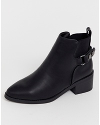 New Look Wide Fit Leather Look Chelsea Boot In Black