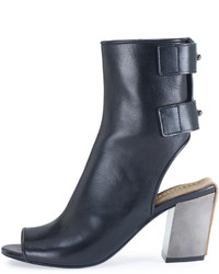 Tom Ford Leather Open Toe 65mm Bootie Black