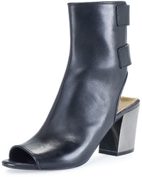 Tom Ford Leather Open Toe 65mm Bootie Black