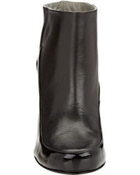 Jil Sander Navy Leather Patent Ankle Boots Black