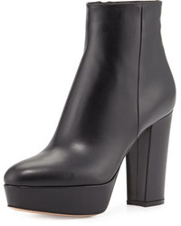 Gianvito Rossi Leather Platform Ankle Boot Black