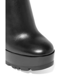 Jil Sander Leather Platform Ankle Boots Black