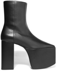 Balenciaga Leather Platform Ankle Boots Black