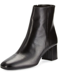 Prada Leather Square Toe 55mm Ankle Boot Black