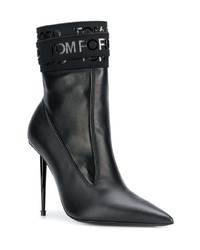 Tom Ford Logo Bandage Pointed Ankle Boots