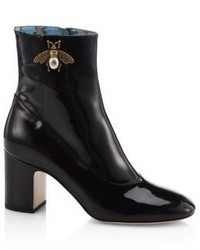 Gucci Lois Patent Leather Block Heel Booties
