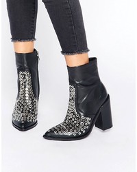 Sol Sana Lydia Eyelet Leather Heeled Ankle Boots