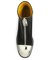 Proenza Schouler Metal Cap Toe Leather Ankle Boots