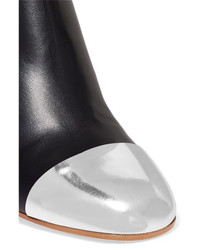 Proenza Schouler Metallic Trimmed Leather Ankle Boots Black