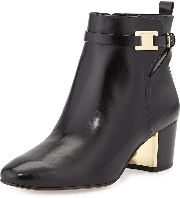 michael kors black leather booties