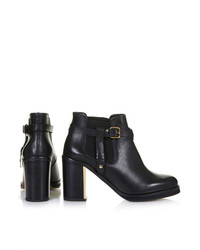 Topshop Mine Leather Buckled Ankle Boots