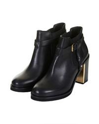 Topshop Mine Leather Buckled Ankle Boots