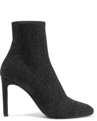 Giuseppe Zanotti Natalie Glittered Stretch Knit Sock Boots Black