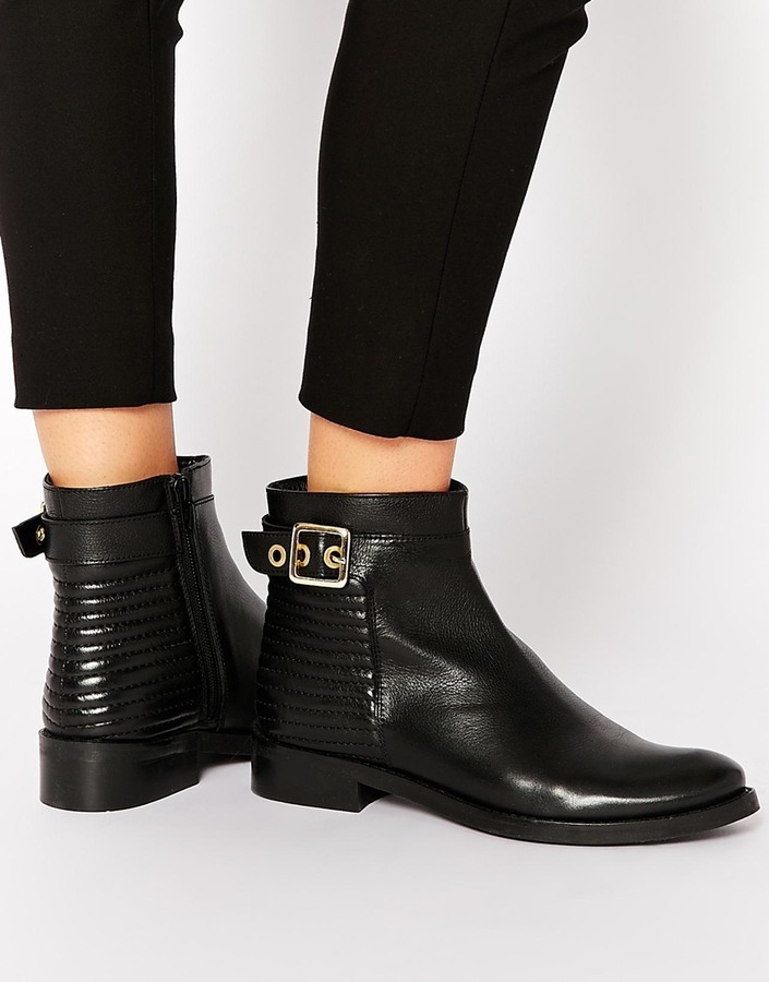 leather buckle ankle boots