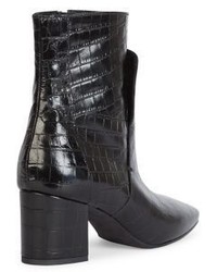 Givenchy Paris Line Croc Embossed Patent Leather Block Heel Booties