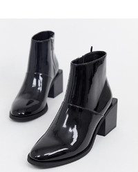 Monki Patent Ankle Boots With Square Heels In Black